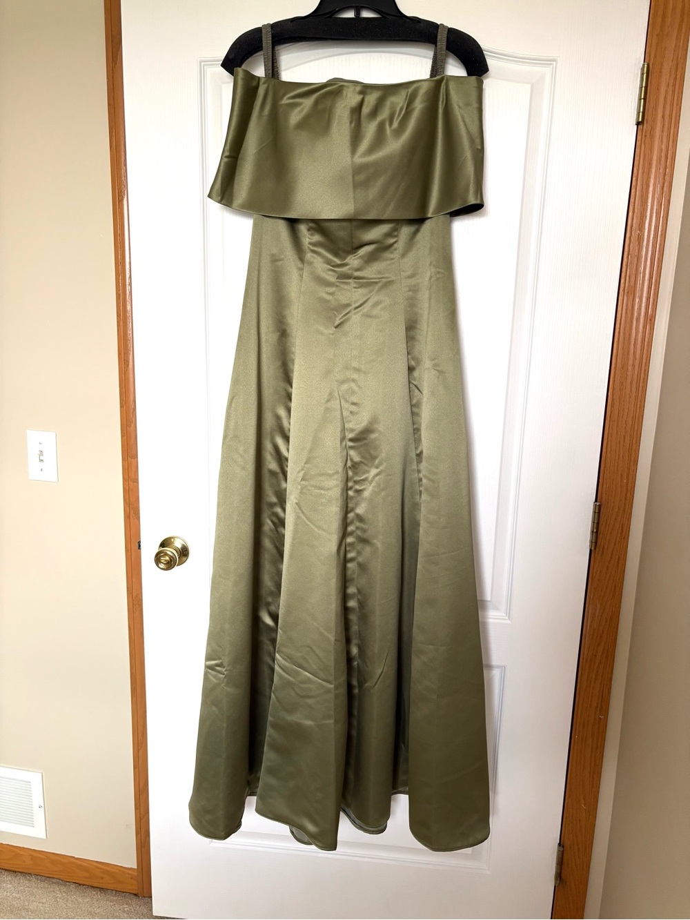 Olive Green Off-Shoulder Evening Gown